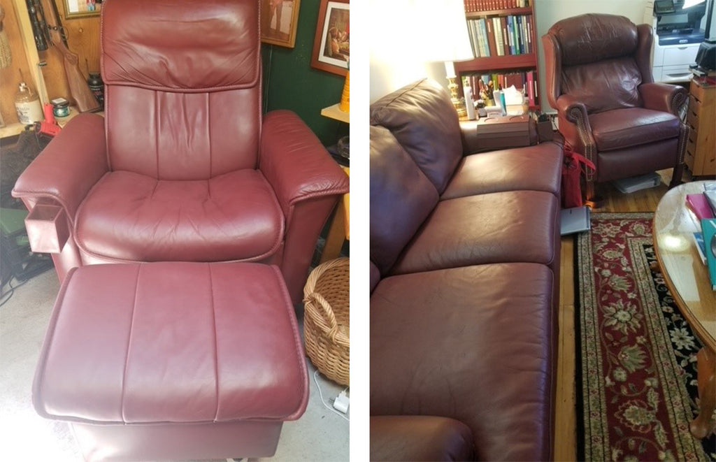 Woman Paints Leather Chair as a Test Before Painting a Couch