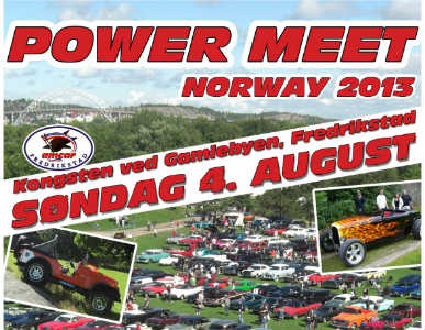 Power Meet Norway 2013, Kongssten ved Gamlebyen, Fredrikstad, Sunday August 4, featuring many classic cars.